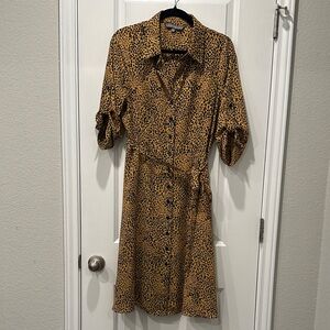 Sharagano Animal Print Long Sleeve Dress